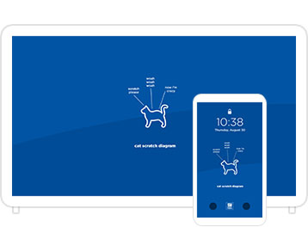 Desktop & mobile example of "Cat Scratch Diagram" pet wallpaper for phones