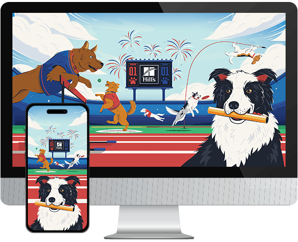 Desktop & mobile example of "Track and Field and Fetch" pet wallpaper for phones