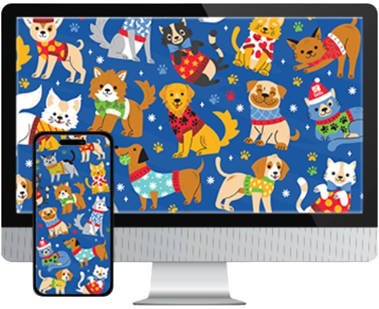 Desktop & mobile example of "Sweater Weather" pet wallpaper for phones