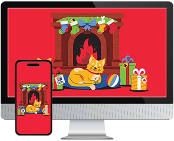 Desktop & mobile example of "Cat Fireplace" pet wallpaper for phones