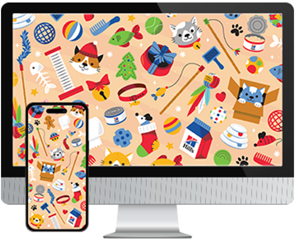 Desktop & mobile example of "Cat Winter Pattern" pet wallpaper for phones
